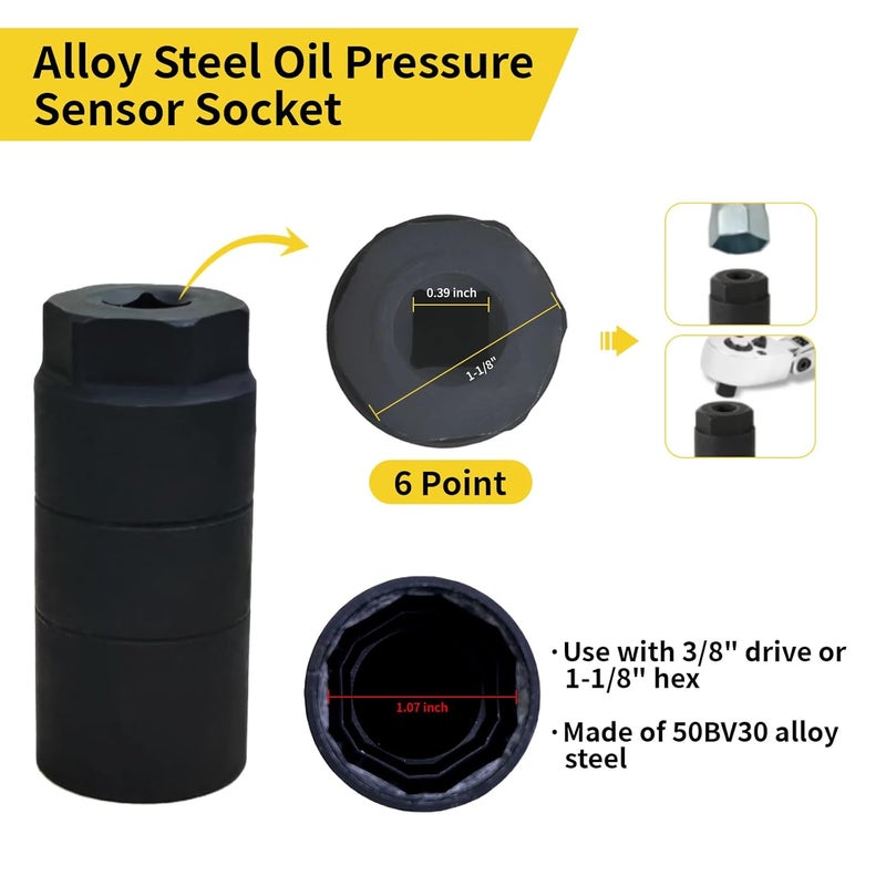 ZmingTek Oil Pressure Sensor Switch with Filter Socket Replacement for Chevy Chevrolet Silverado 1500 2500 3500 Express Avalanche Camaro Tahoe Colorado Cruze Equinox Suburban GMC (926-041 (2009-2020)) - Image 3